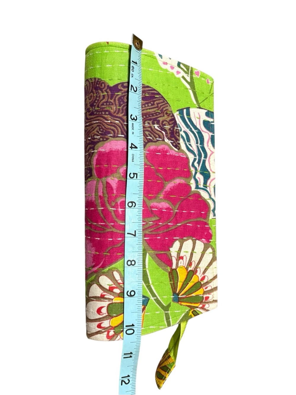 Vibrant Handmade Kantha Stitch Floral Clutch - Picture 3 of 7
